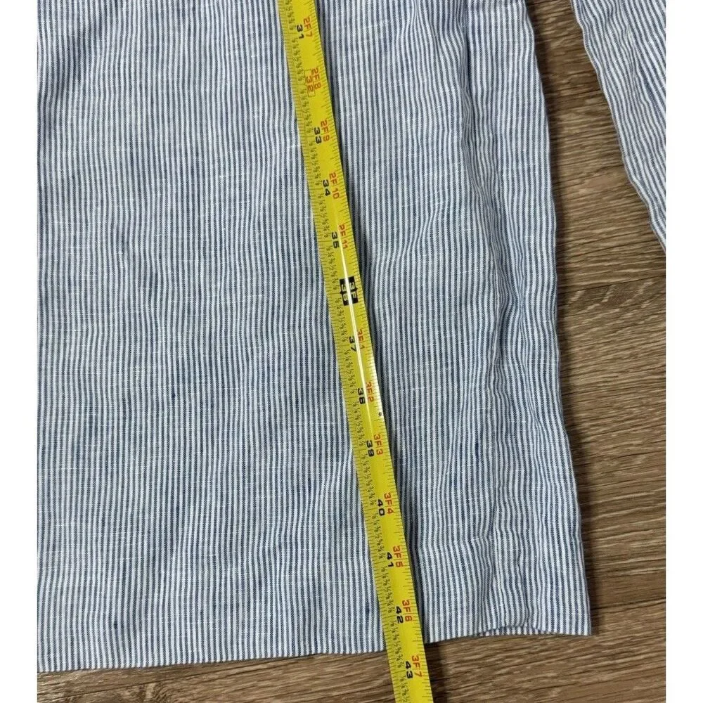 J. Crew Women’s Blue White Striped Linen Wide Leg Jumpsuit Preppy Size 0